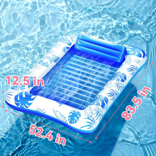 Inflatable Tanning Pool Float, Oversize 84 x 52 Inch Sunbathing Lounger