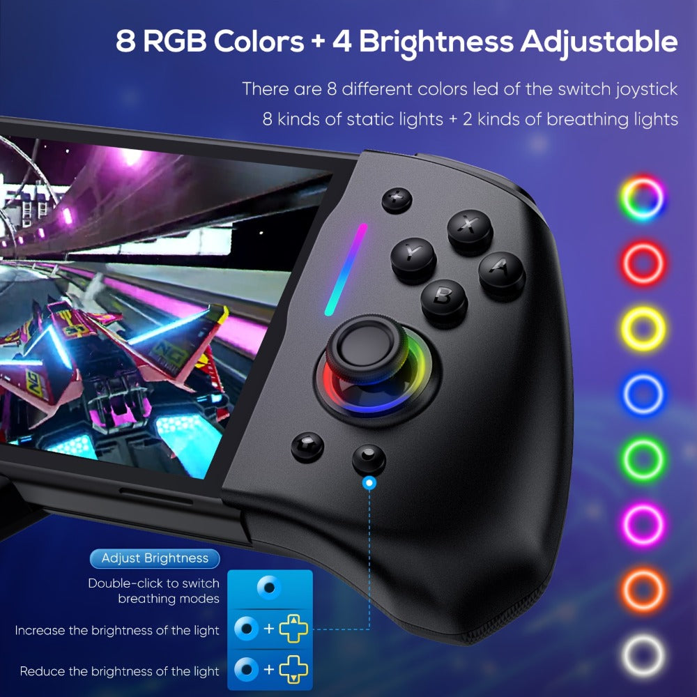 Nintendo Switch Pro Controller RGB One-Piece – Compatible with Switch & Switch OLED, Dual Motor Vibration, Adjustable TURBO, Handheld Mode, Wireless Gaming Controller for Nintendo Switch