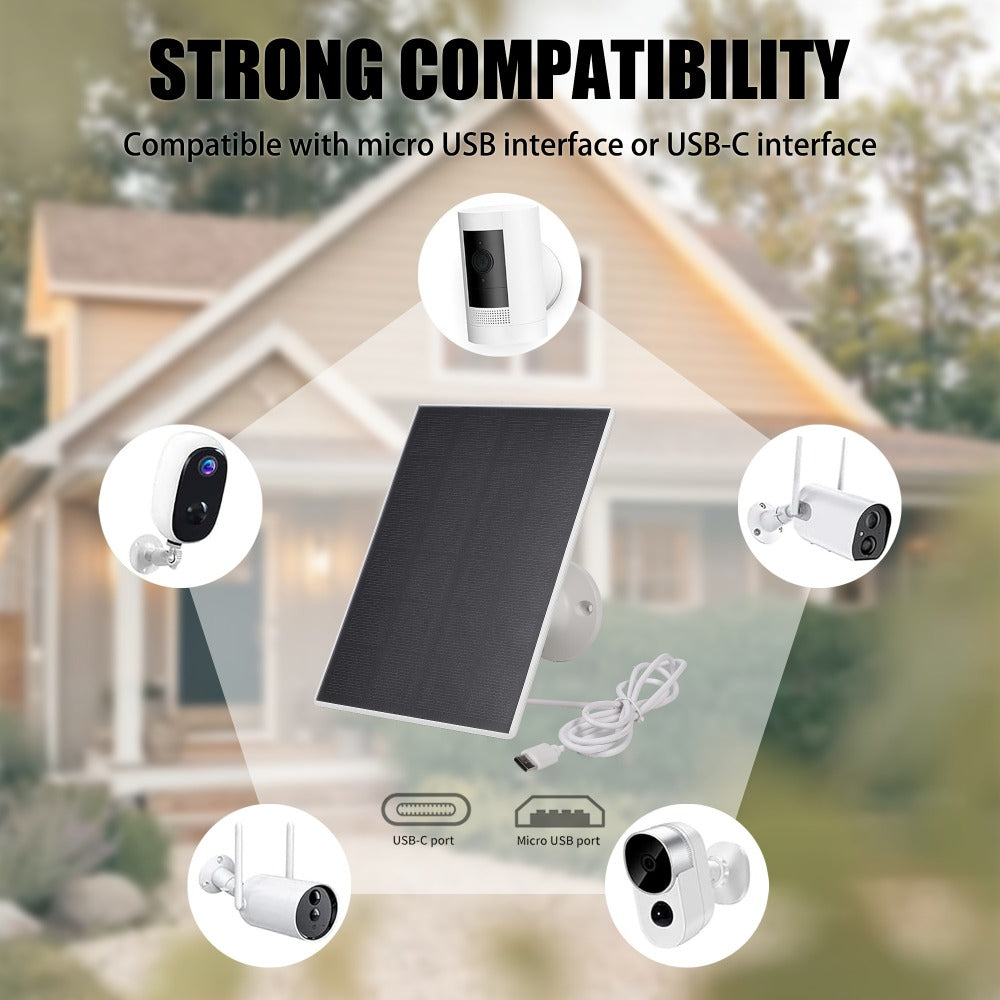 3-Pack Portable Solar Panel Kit 5V 3W with 360° Adjustable Mount, USB & Type-C Output, Solar Charger for Outdoor Security Camera Wireless Doorbell Fan, Camping Hiking Off-Grid Power
