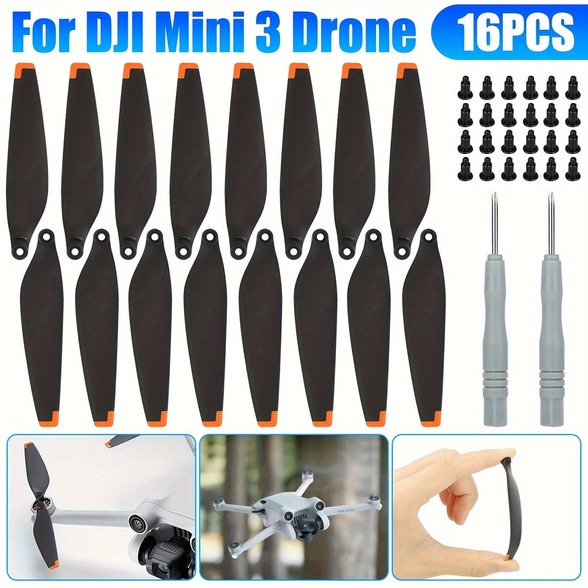 DJI Mini 3 Replacement Propellers, 16-Piece Quick-Release Kit