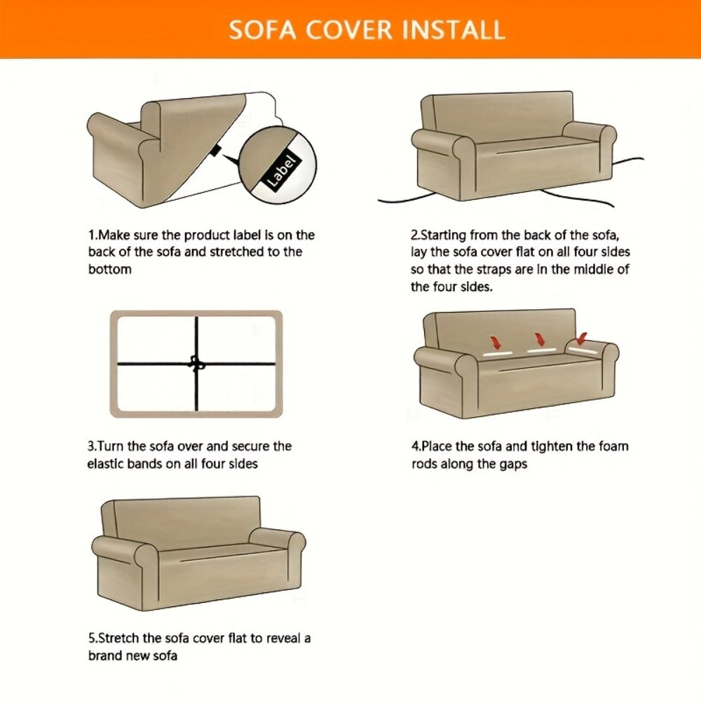 Seersucker Sofa Slipcover Elastic Band Closure Pet-Friendly All-Purpose Sofa Cover for Living Room Home Decor Protection — Single 2 4 Seater Multiple Colors