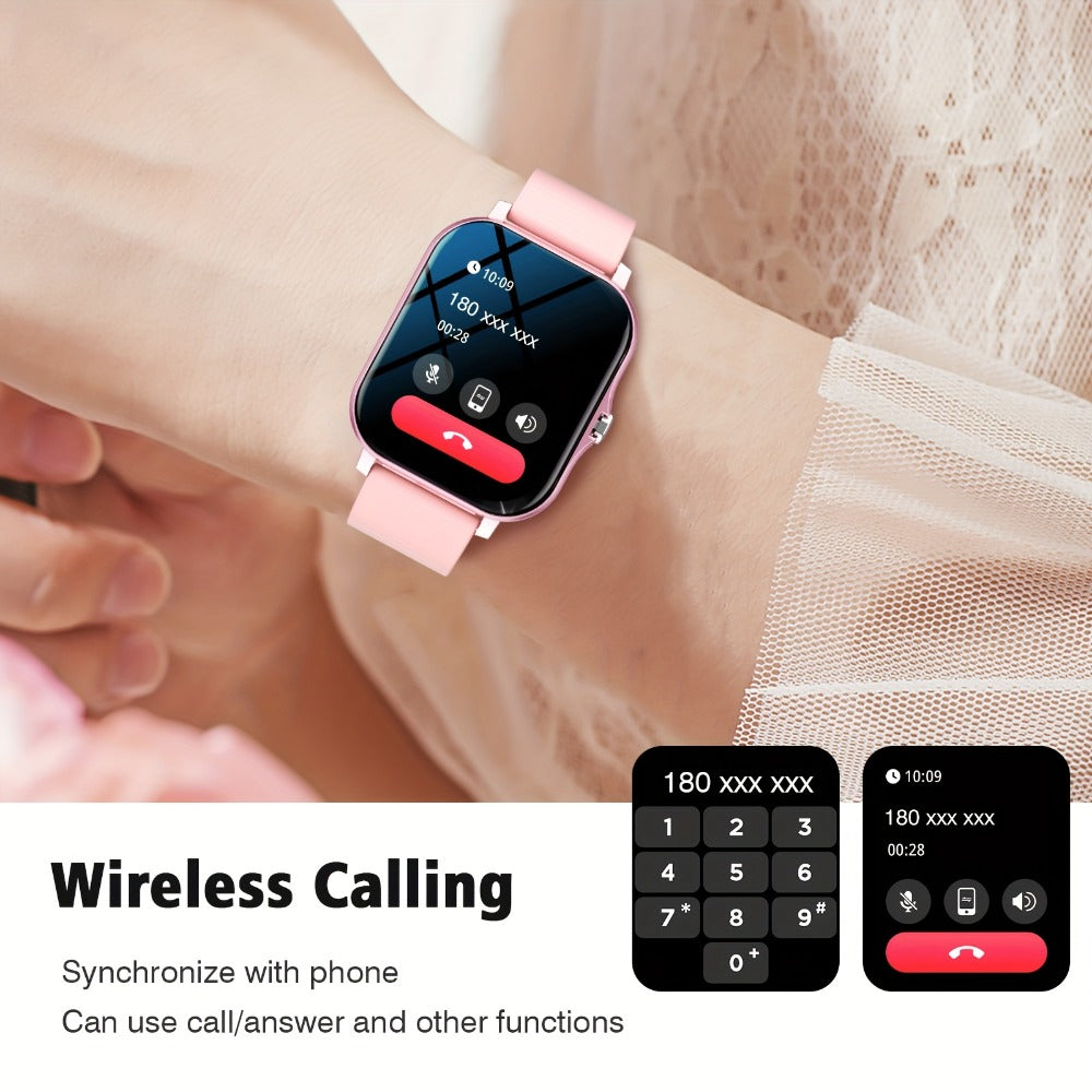 Smartwatch with Extra Strap Set, 1.83" Touch Screen, Wireless Calling, Multiple Sport Modes, Alarm Clock, Pedometer & Step Counter, USB Lithium Battery – Unisex Gift Compatible with iOS & Android