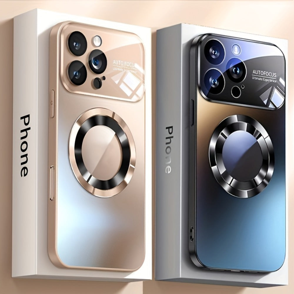 Titanium Matte iPhone Case Magnetic Wireless Charging Shockproof Glass Lens Cover for iPhone 17 Pro Max 17 Pro 17 Air 17 16 Pro Max 16 Pro 16 Plus 16 15 Pro Max 15 Pro 15 Plus 15 14 Pro Max 14 Pro 14 Plus 14