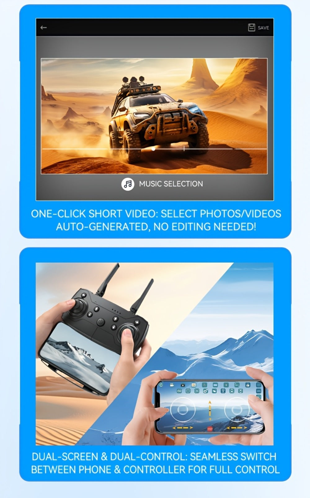 Foldable HD Camera Drone Free Storage Bag USB-C Charging 3D Flips Single or Dual Camera Built-in Screen Remote | Beginner Vlogging Aerial Photography Quadcopter Gift for Kids Teens Adults