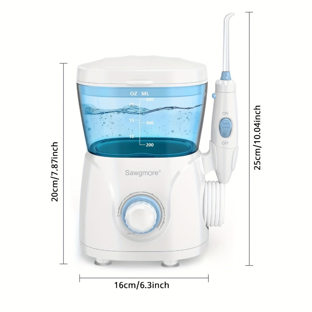 Desktop Water Flosser for Family Adults Kids 20oz Large Tank 10 Adjustable Pressure Levels 8 Nozzles Professional Oral Irrigator Electric Teeth Cleaner for Braces Implants Gum Health Home Use White