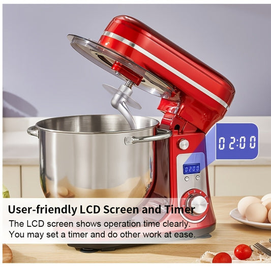 Stand Mixer, 1200W with 6L Stainless Steel Bowl and 6 Speeds, Red