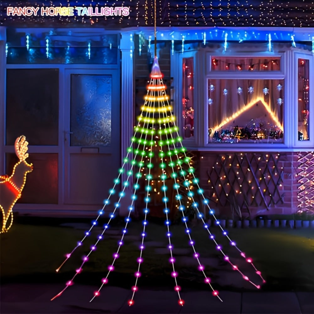 Waterfall Fairy Lights USB Powered 8 Modes – Indoor String Lights for Tree Curtain Tent Party Garland Christmas Halloween Festival Decoration White
