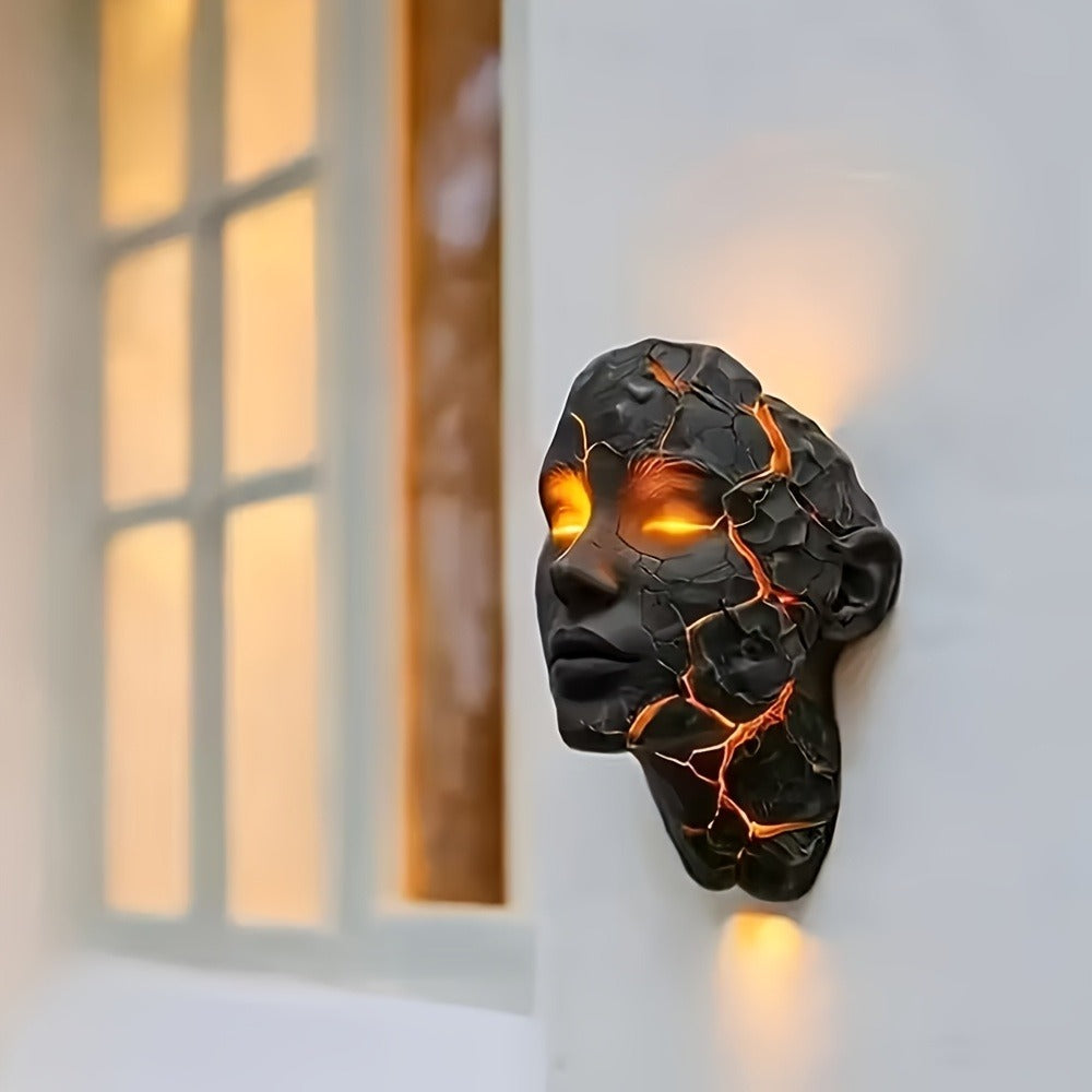 3D Wall Lamp Shattered LED Night Light Broken Face Moving Effect – Gothic Plug-In Wall Decor Light for Bedroom, Living Room, Bar, Cafe & Game Room, Unique Home Lighting Gift