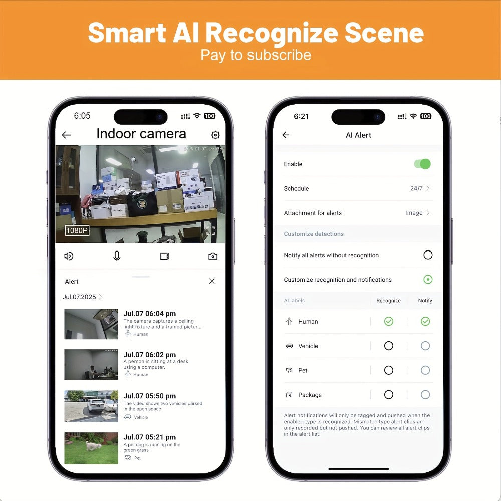 AI-Powered 3MP Indoor Security Camera 2-Pack, Humanoid Detection, Alexa Compatible, Full-Color Night Vision, Two-Way Audio, Smart Motion Alerts, 2.4G WiFi – Home Baby Pet Video Monitoring