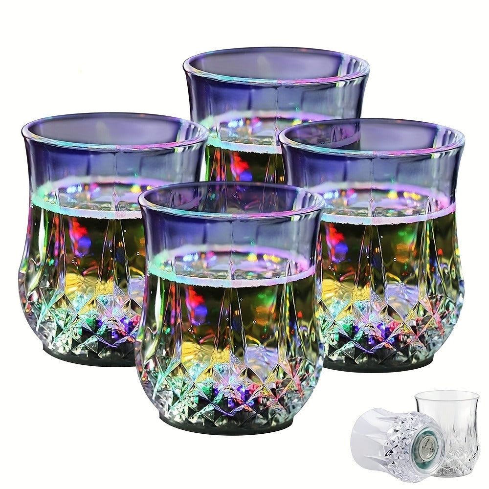 Light Up Cups 12 Pack – LED Luminous Sensor Glasses That Glow When Liquid Is Poured – 7-Color Gradient Flash Crystal Tumbler for Bar, KTV & Party – 6.76 Oz Cool Novelty Drinkware Gift