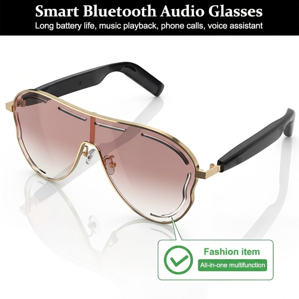 Stereo Smart Audio Glasses Touch Control Intelligent Noise Reduction Type-C Rechargeable Ultra-Long Standby Clear Calls Fashionable Wireless Eyewear for Travel Daily Use Unisex