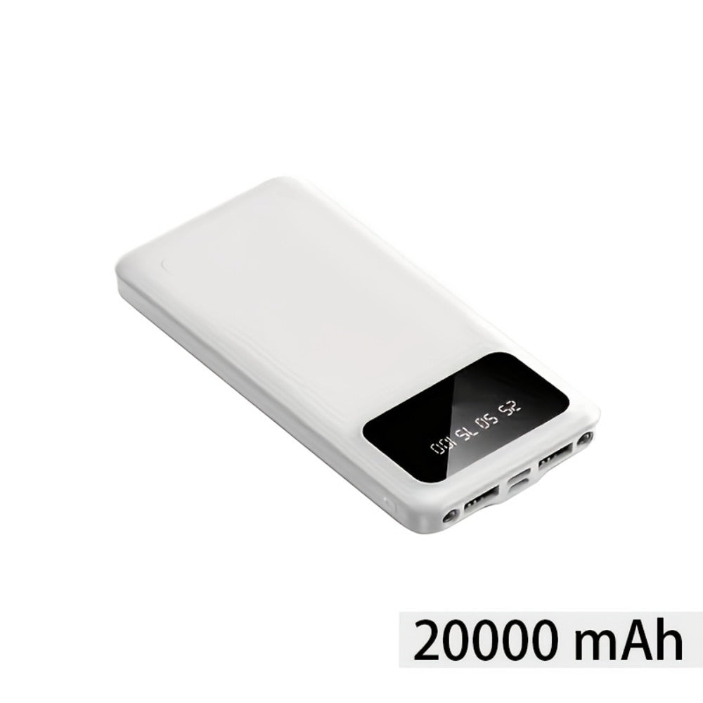 20000mAh Portable Power Bank Dual USB Output with LED & Digital Display – 5V 2.1A Charger, USB-C & Micro Input, Safe Polymer Lithium Battery for iPhone, Android & All Mobile Devices