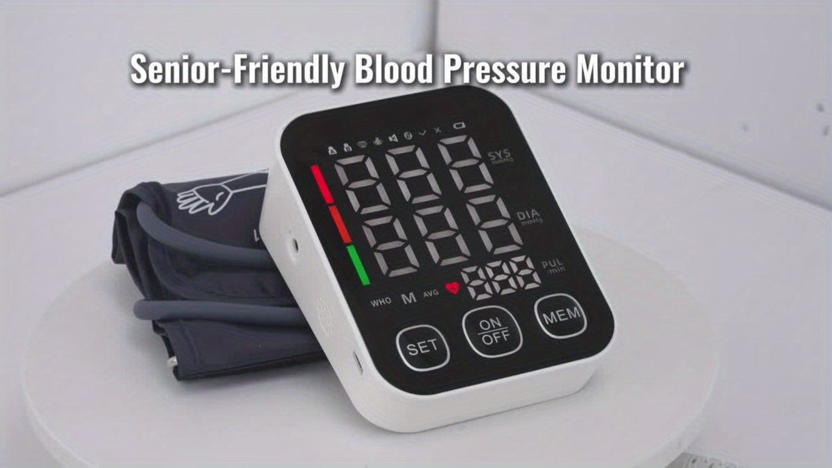 Blood Pressure Monitor Automatic Upper Arm – Large Cuff, 4.5" Backlit Screen, 2×99 Memory, Voice Broadcast, One-Touch BP Machine for Home Use