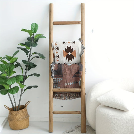 Wood Blanket Ladder, 57-Inch Farmhouse Quilt & Towel Display Rack