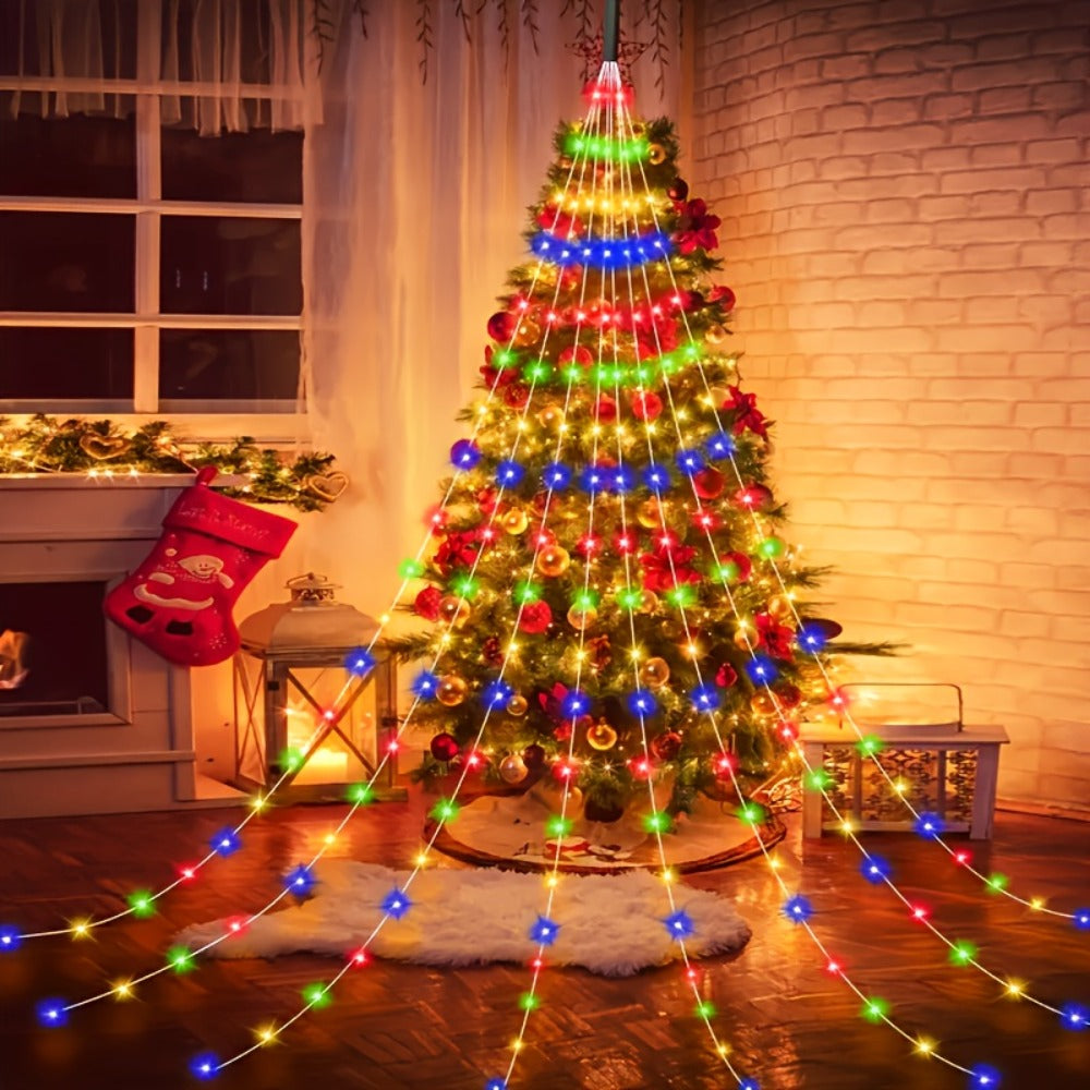 Waterfall Fairy Lights USB Powered 8 Modes – Indoor String Lights for Tree Curtain Tent Party Garland Christmas Halloween Festival Decoration White