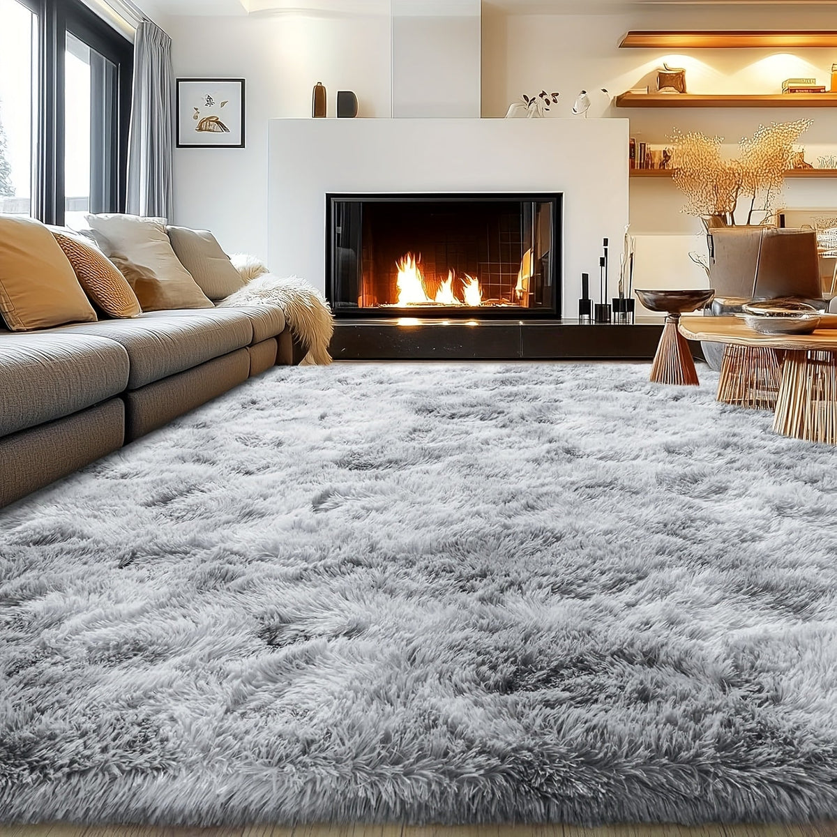 Fluffy Shag Area Rug 8x10 Feet – Ultra Soft Plush Non-Slip Large Living Room Rug, Fuzzy Bedroom Carpet for Teen Dorm, Study Room & Home Decor – Multiple Colors