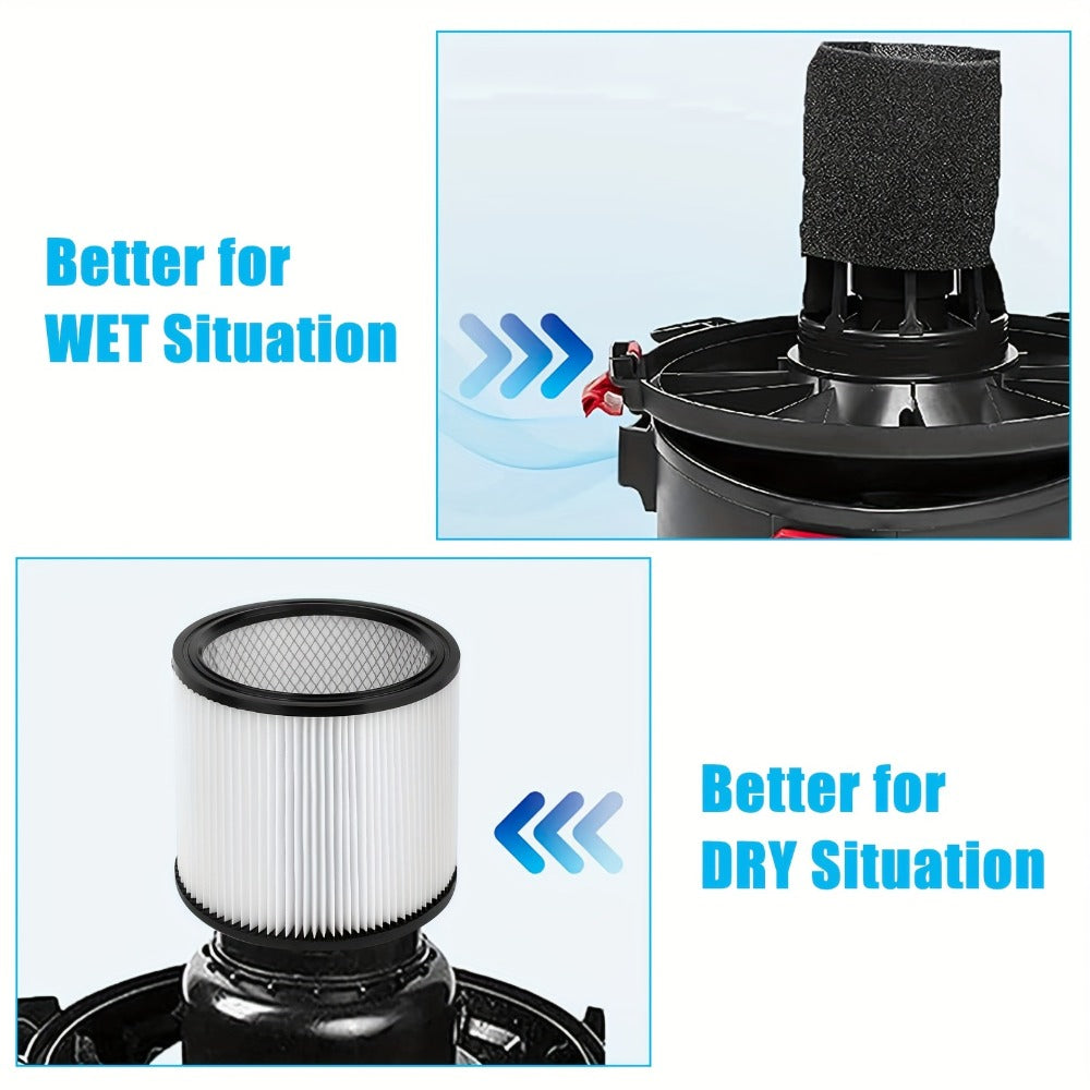 Shop Vac Replacement Filter 2-Pack – Washable Cartridge Filter Compatible with 90350 90304 90333, Fits Most Wet Dry Vacuum 5 Gallon and Above, Reusable Wet Dry Vac Filter Set