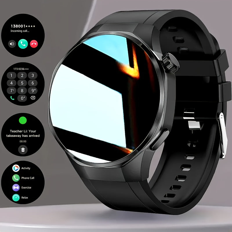 Hexagonal Bezel Smartwatch for Men HD TFT Display 150+ Sports Modes AI Voice Control 100+ Watch Faces Wireless Calling Weather Forecast Activity Tracker Compatible with Android iOS – Black Silver