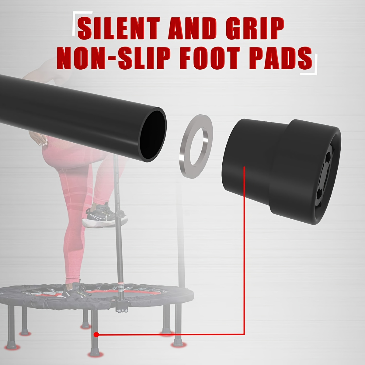 Foldable Mini Trampoline 40 Inch – Fitness Rebounder with Bungee Cords & U-Shape Foam Handle, 450 / 550 LBS Capacity, Quiet Stable Exercise Trampoline for Adults, Indoor & Outdoor Home Gym Workout