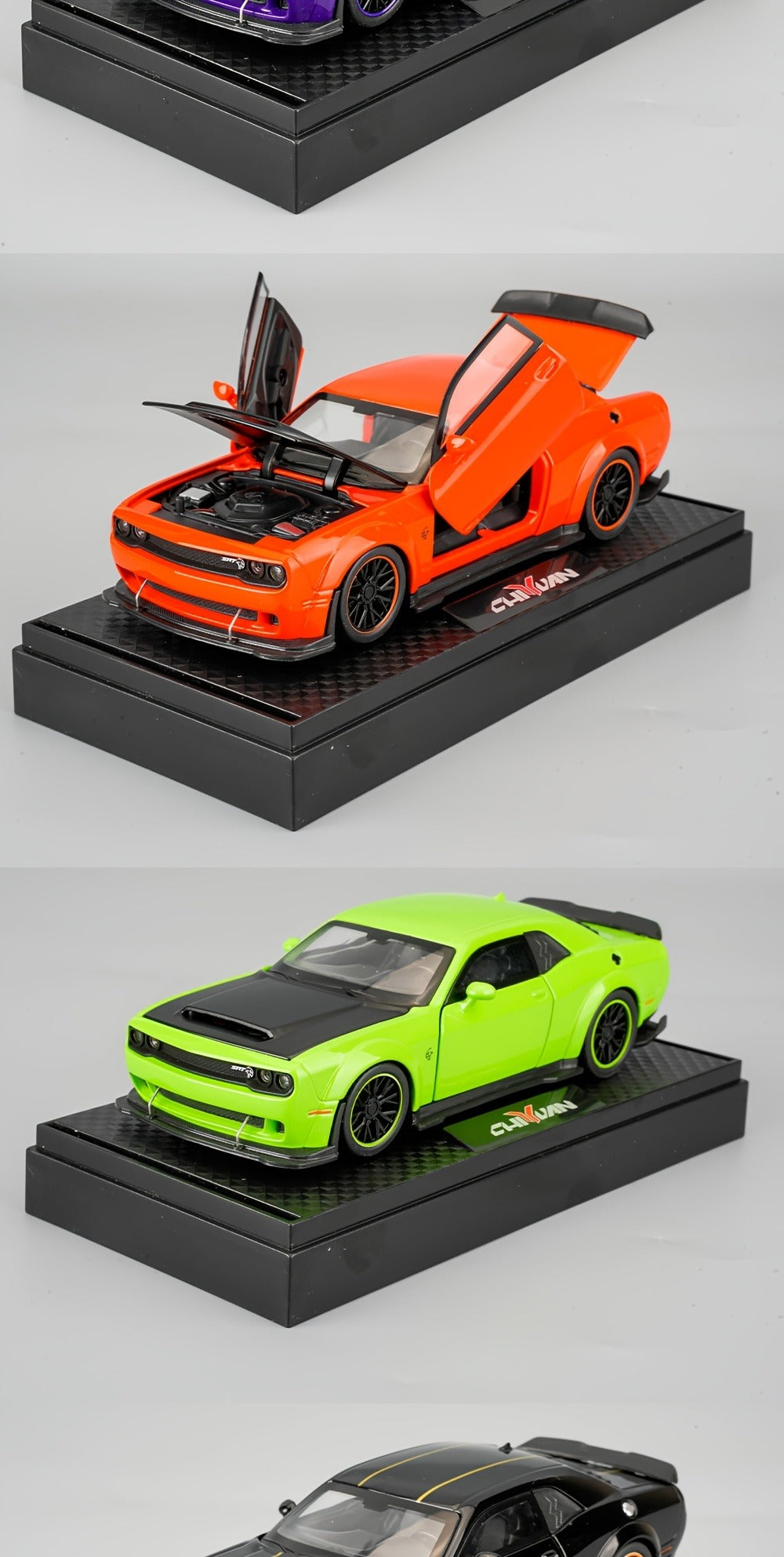1:32 Scale Dodge Hellcat Die-Cast Metal Car Model with Openable Doors & Display Base – Collector Diecast Vehicle, Desk Decoration, Birthday Christmas Gift for Adults Men