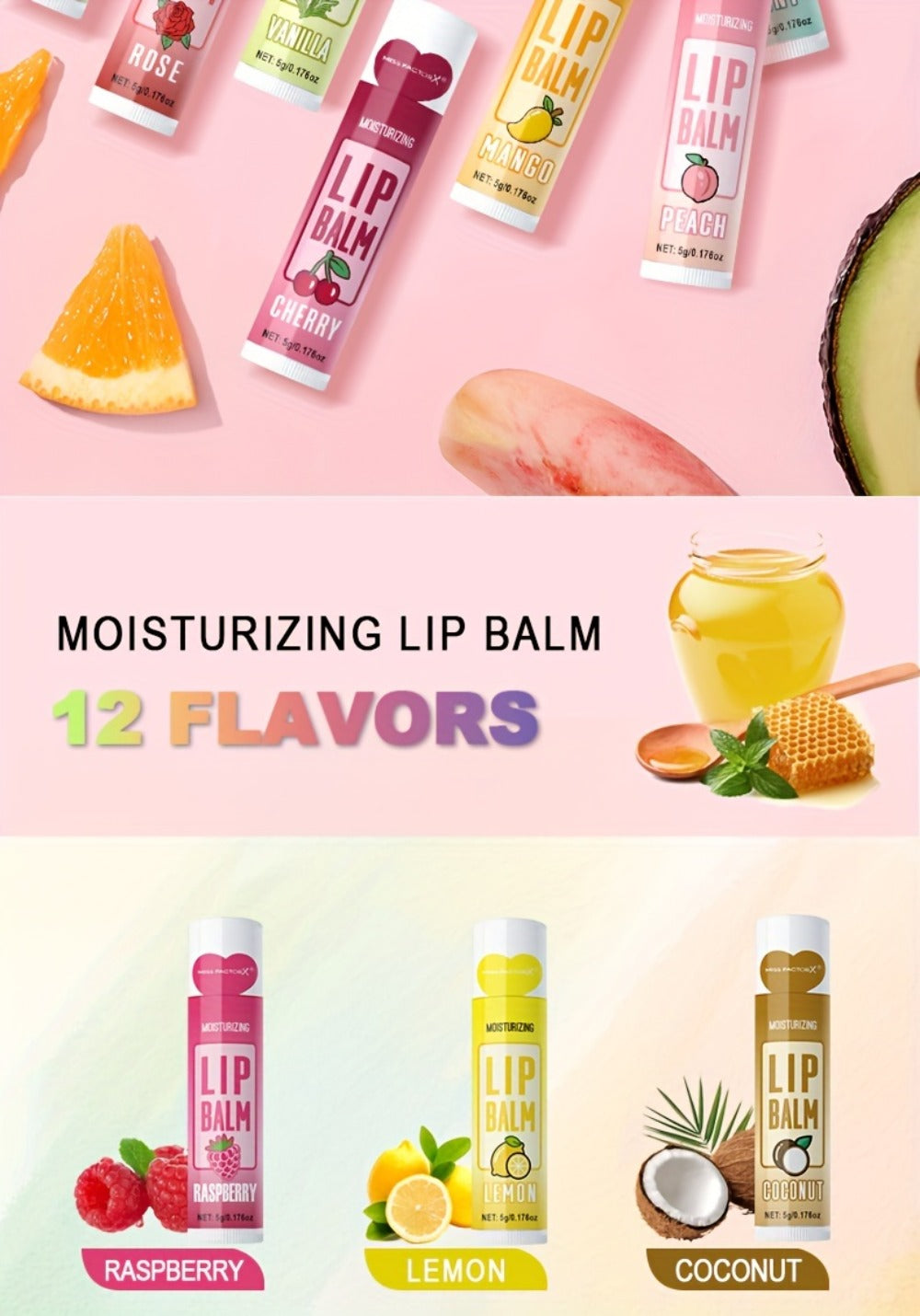 Lip Butter Set 12 Pieces Fruity Scent - Hypoallergenic Glycerin Formula, Glossy Hydrating Lip Balm for All Skin Types, Unisex Daily Lip Care, Valentine Gift for Women