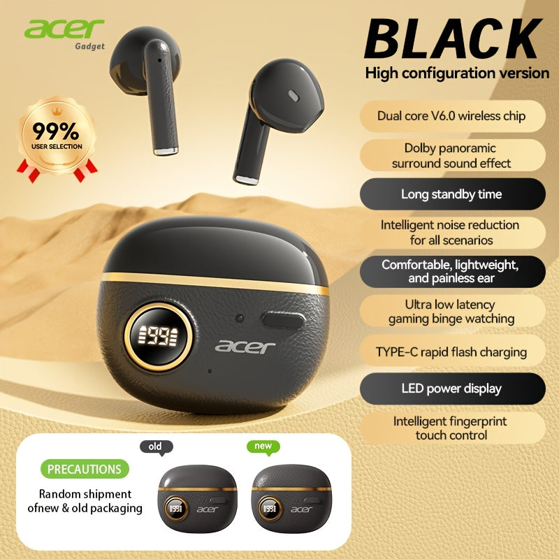 ACER TWS Wireless Earbuds with Deep Bass & Active Noise Cancellation, HIFI Sound, Touch Controls, Long-Lasting Comfort - Compatible with Phone, Tablet & Laptop for Running, Music & Business