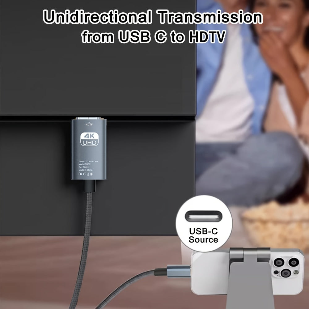 USB-C to HDMI Adapter 4K@60Hz – Thunderbolt 3/4 Compatible, Aluminum, for MacBook Pro/Air, iPad Pro, iPhone 16, Galaxy, XPS & More