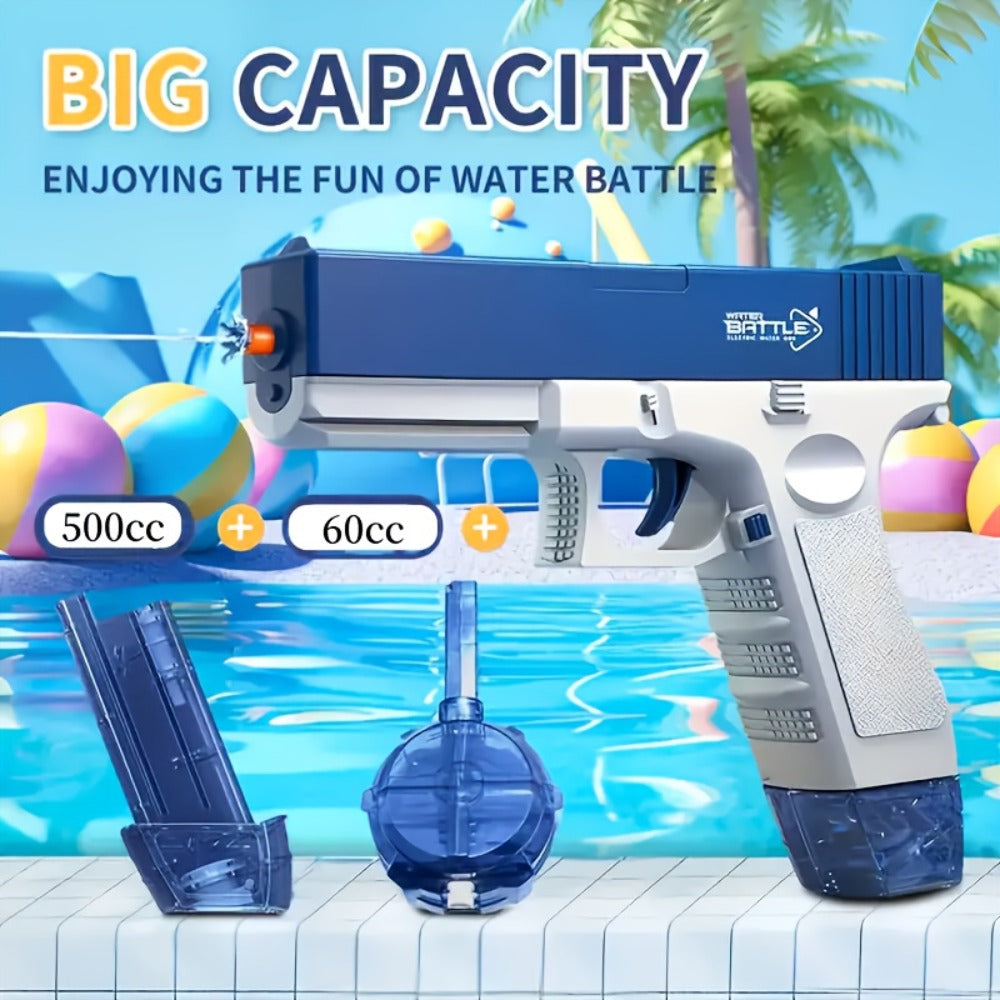 Dual-Magazine Automatic Water Gun in Blue or Pink for Outdoor Play
