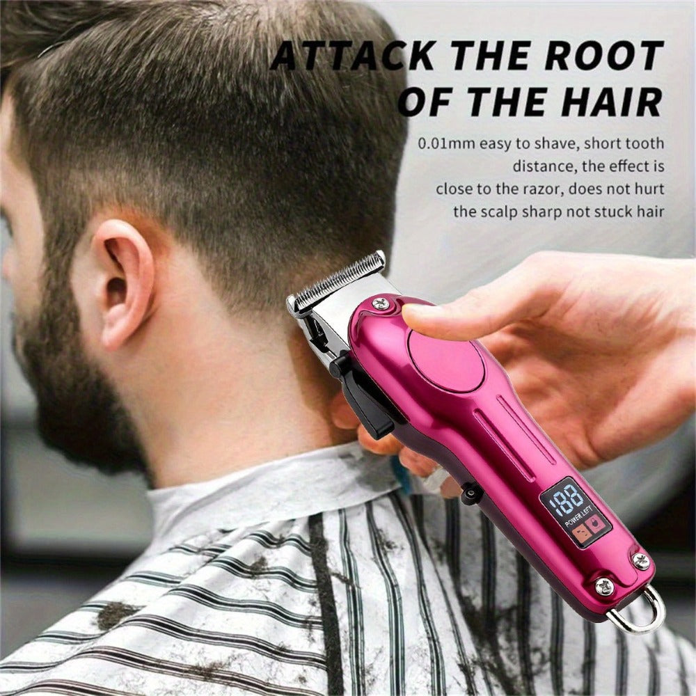 Cordless Hair Clipper Set for Men & Women — Professional Wireless Barber Clippers with T-Blade Trimmer, LED Screen, Adjustable Taper Lever, Rechargeable USB, Steel Blades, Home & Travel Grooming Kit