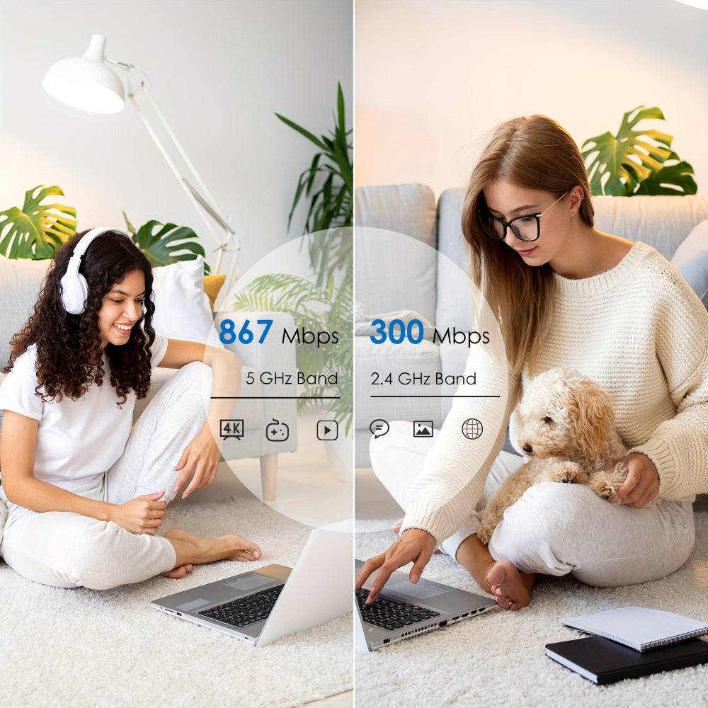 WAVLINK AC1200 WiFi Router 3-in-1 Dual Band 1200Mbps - 4x5dBi Antennas, Gigabit WAN LAN, Router Access Point Repeater Mode, Covers 1500 Sq Ft, Supports 128 Devices, WPA2 Security, Easy WPS Setup