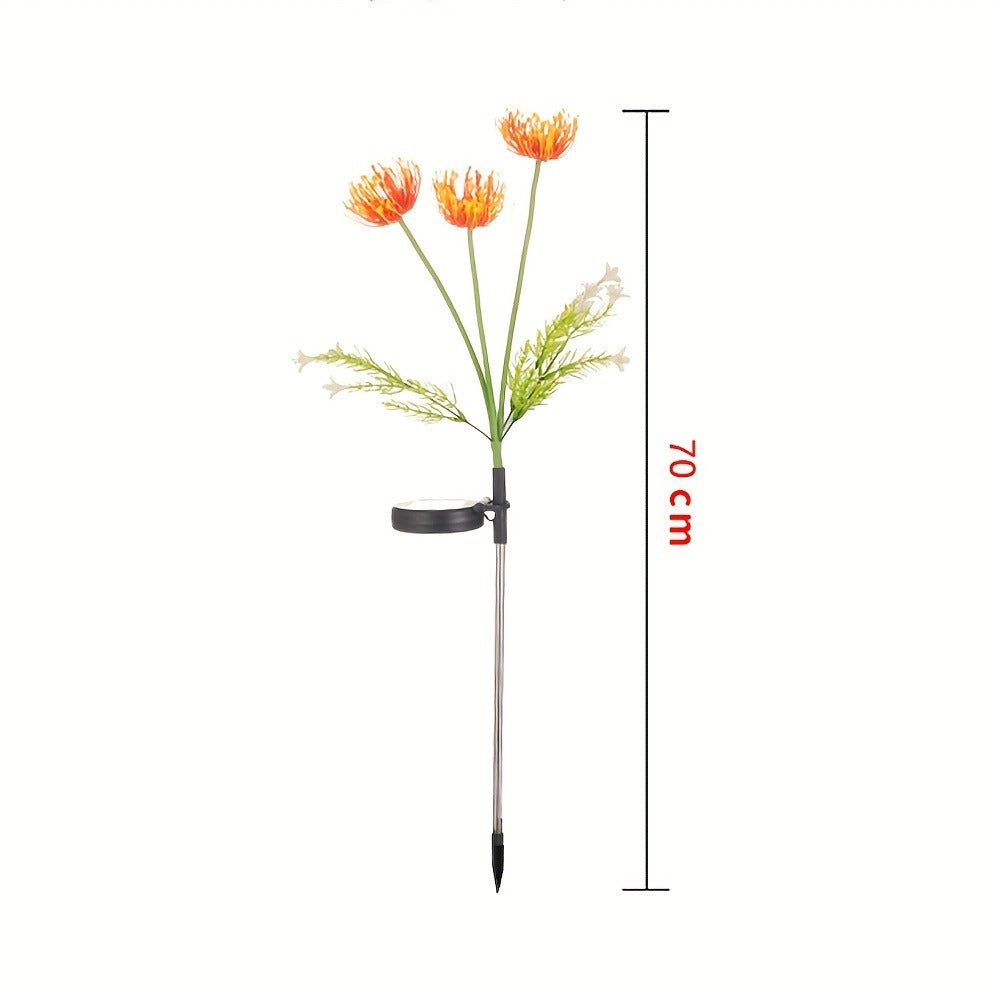 Solar Powered Flower Garden Lights 2-Pack – 3-Head Outdoor Lawn Simulation Shore Flower Stake Lights for Courtyard, Garden, Pathway & Landscape Decoration