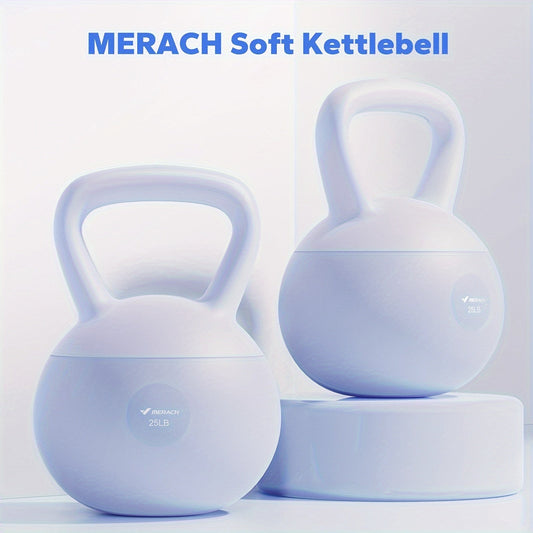 Soft Sand-Filled Kettlebell with Wide Grip and Cushioned Base, 15 lb Pink or 25 lb Blue