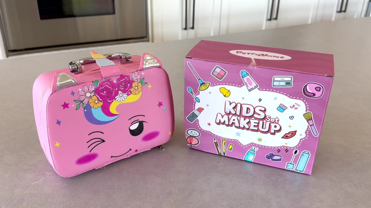 Kids Makeup Set for Girls – 2-in-1 Princess Makeup & Nail Art Kit with Mini Dryer & Accessories