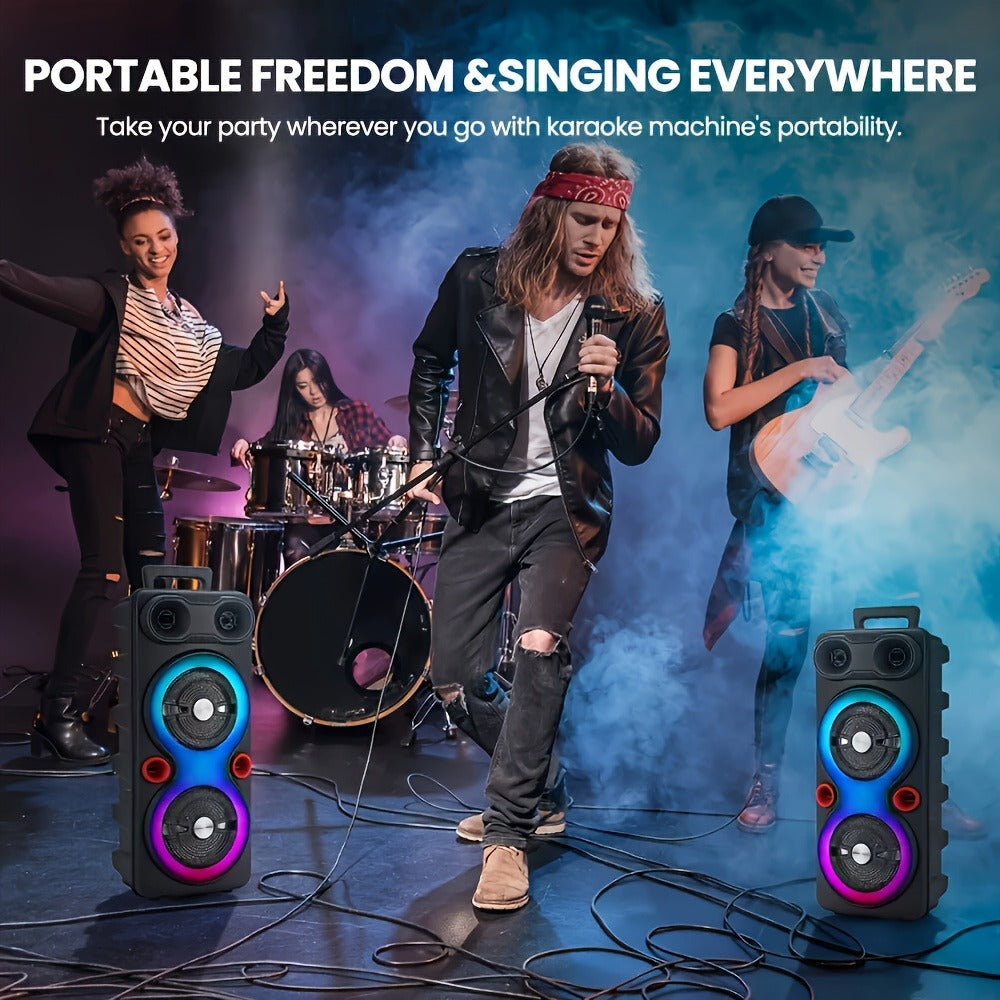 Dual 8.5" Subwoofer Party Speaker 6000W with RGB Lights | Portable Wireless Bluetooth 5.0, TWS Stereo Pairing, FM Radio, Built-in Mic, USB Rechargeable – Outdoor & Indoor Party Boombox