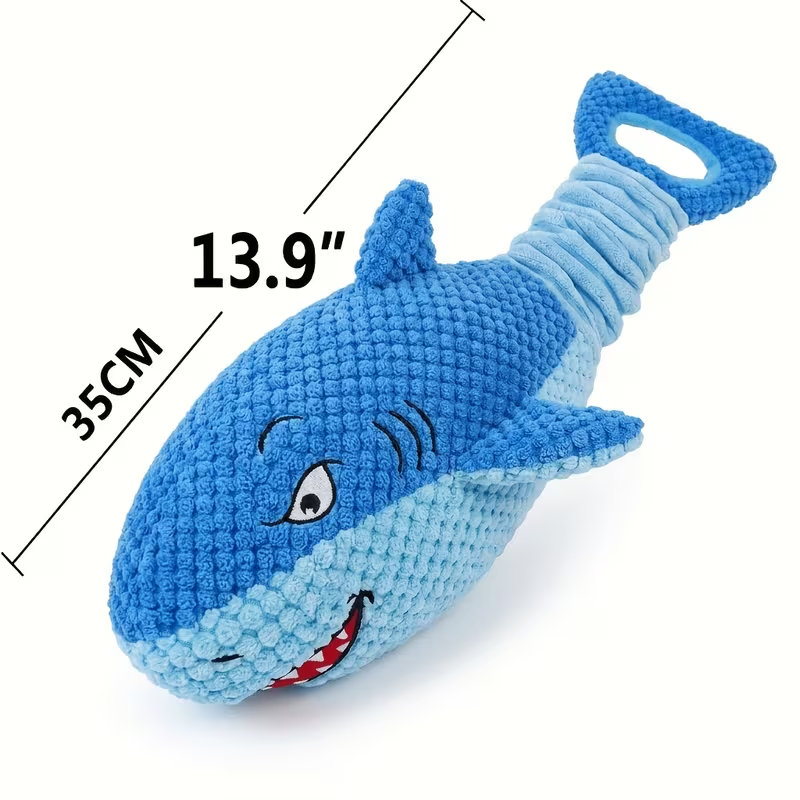 Squeaky Plush Dog Toys for Small Medium Large Dogs - Crinkle Stuffed Animal Chew Toy for Puppies, Shark & Platypus Design, Interactive Teething Toy for Aggressive Chewers, Fun Pet Gift