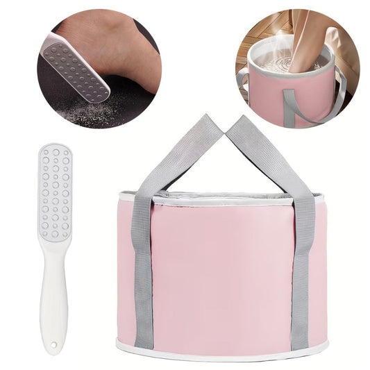 Foot Care Set with Foldable Soak Tub and Foot Scrubber for Home Pedicures