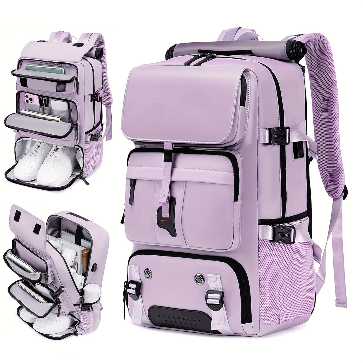 Large Capacity Laptop Backpack with Shoe Compartment & USB Charging Port – Waterproof Soft Shell Daypack for Men & Women, Multi-Functional Travel Rucksack for Business, College & Daily Commute, Multiple Colors Available