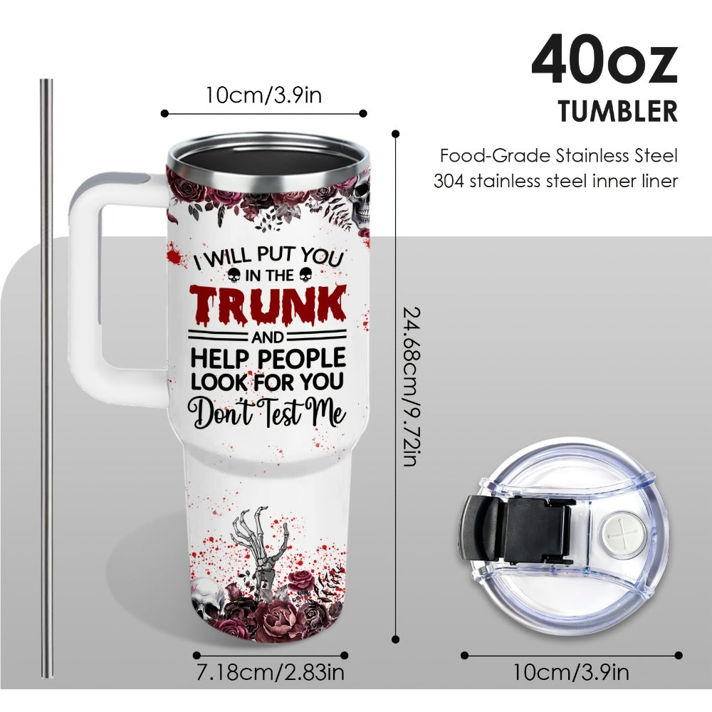 Halloween Horror Cat 40oz Insulated Tumbler with Lid and Straw – Stainless Steel Large Capacity Coffee Cup with Handle | Spooky Cat Mug for Halloween Gifts Office Home