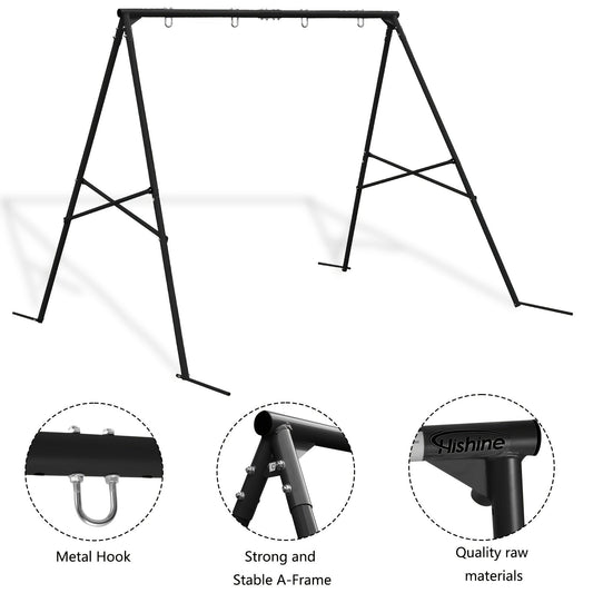Swing Set Frame, Steel A-Frame for 2 Swings, 550 lb Capacity with Ground Stakes