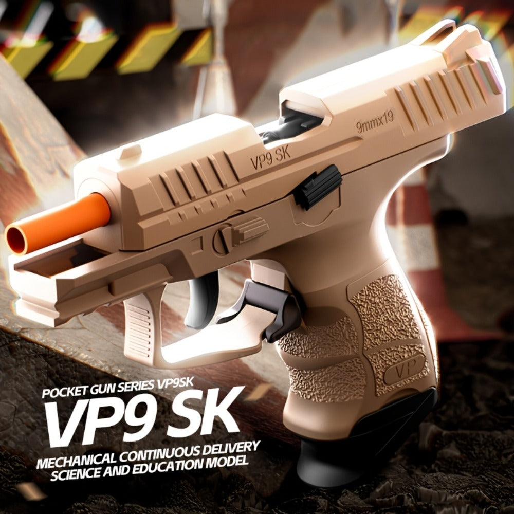 VP9 Soft Bullet Toy Gun Pistol with Shell Ejecting System – Upgraded Semi-Auto Foam Blaster for Boys, Outdoor Shooting Game, Birthday Gift for Kids Ages 6+