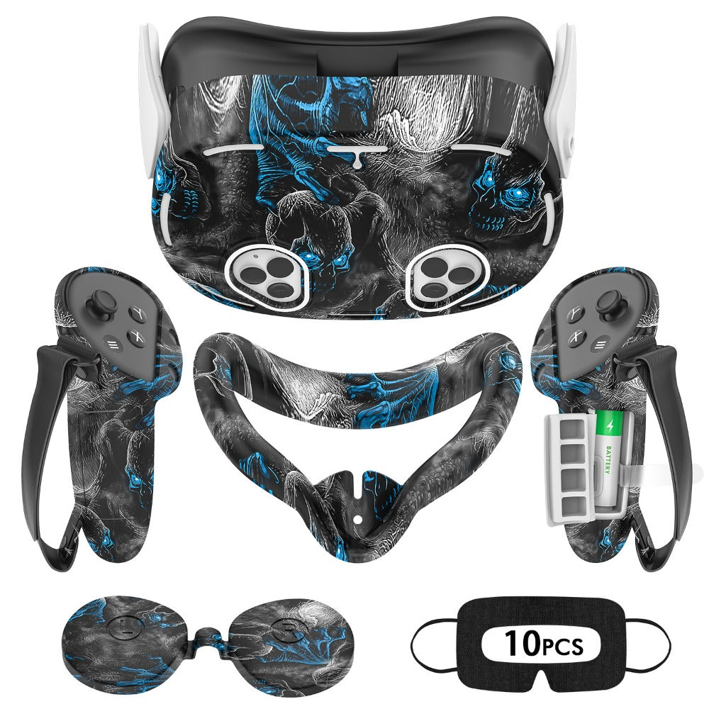 Meta Quest 3S Silicone Cover Set - VR Face Cover Shell Controller Grip Case Camera Lens Protector Full Protection Accessories Kit for Meta Quest 3S