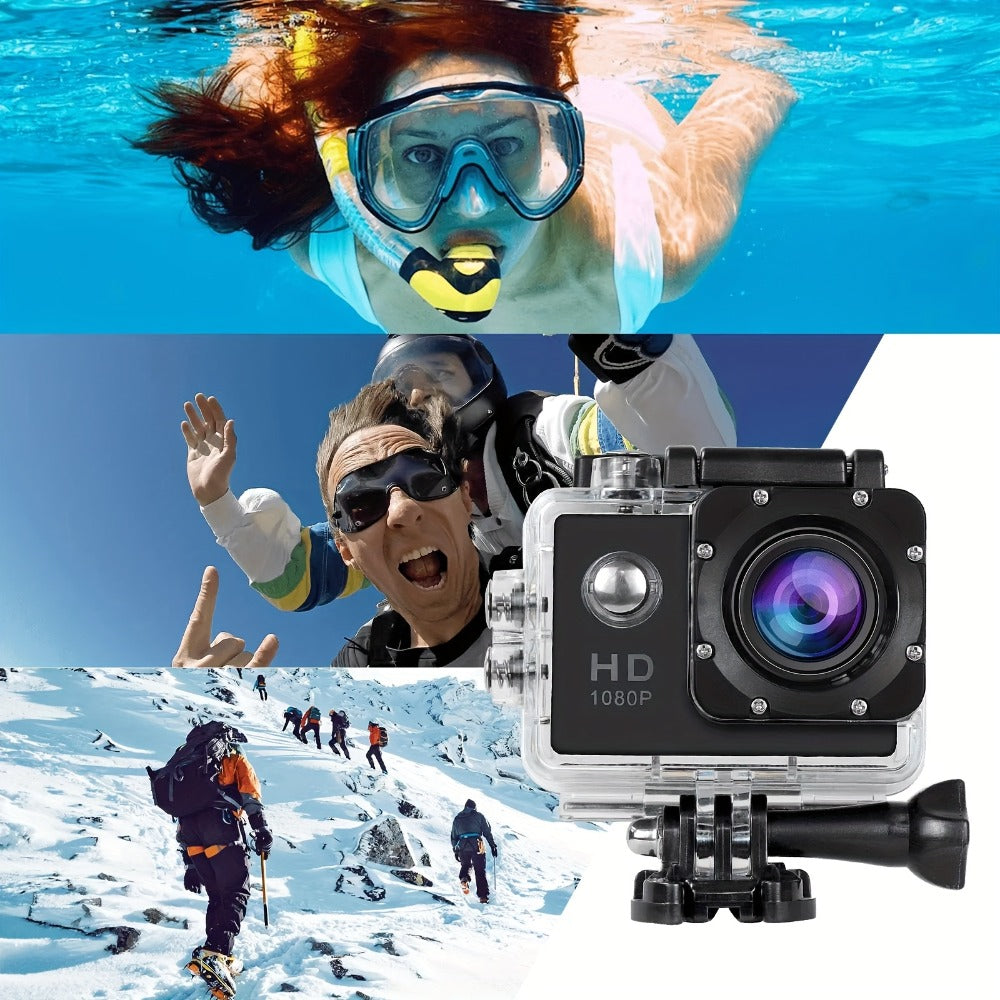 1080P Waterproof Action Camera for Kids & Beginners – 170° Wide Angle, 2" LCD, 90-Min Battery, Accessory Kit for Swimming, Cycling, Rock Climbing & Outdoor Sports Gift