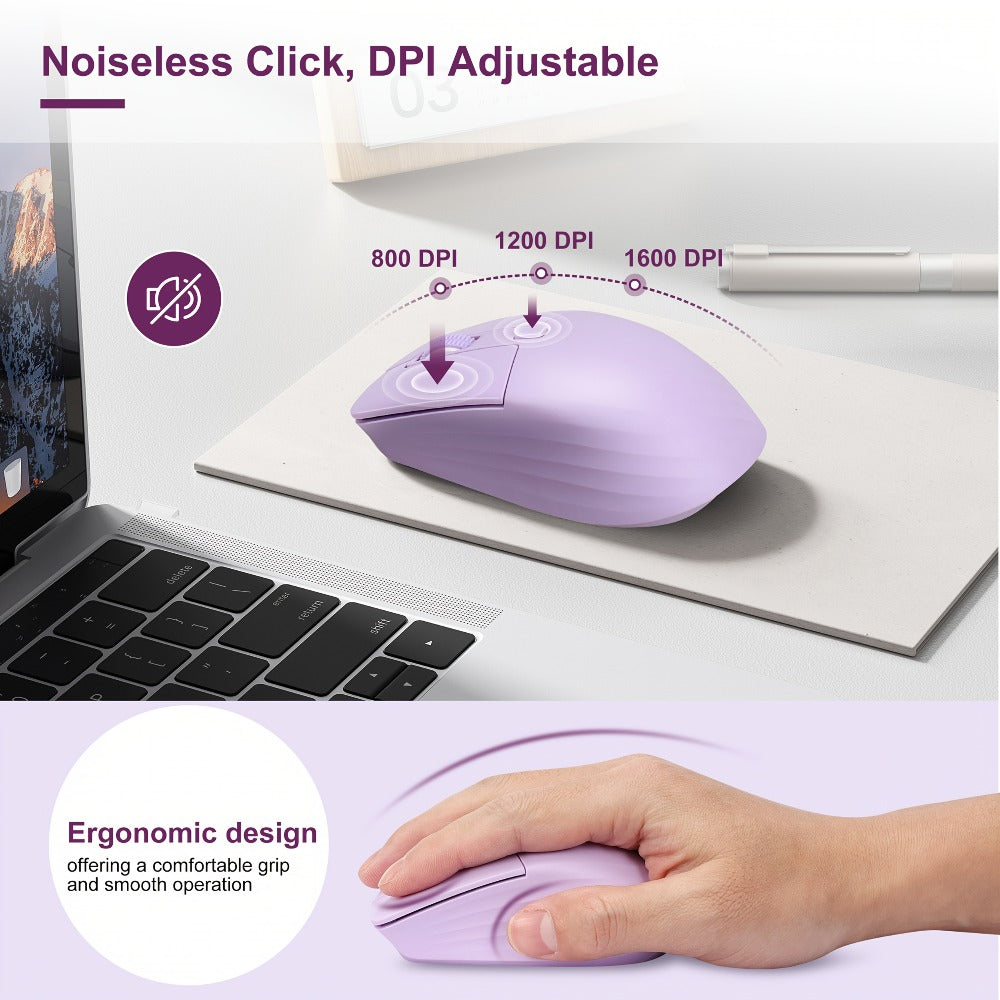 LeadsaiL FA98 Low Profile Wireless Mechanical Keyboard and Mouse Combo – 2.4GHz 98-Key 96% Slim Red Switch Silent Mouse, Ergonomic Design for Windows & Mac | Aesthetic Colors Purple, Silver & Pink