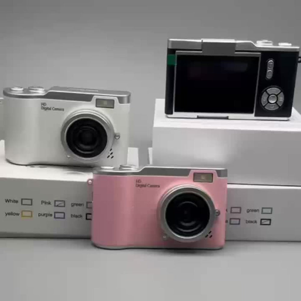 1080P Vlogging Camera for Beginners with 32GB Card 2.4 Inch LCD Screen Rechargeable Digital Camera for Photos Videos Webcam Use Compact Point and Shoot Camera Gift for Teens Kids Adults White Black Pink