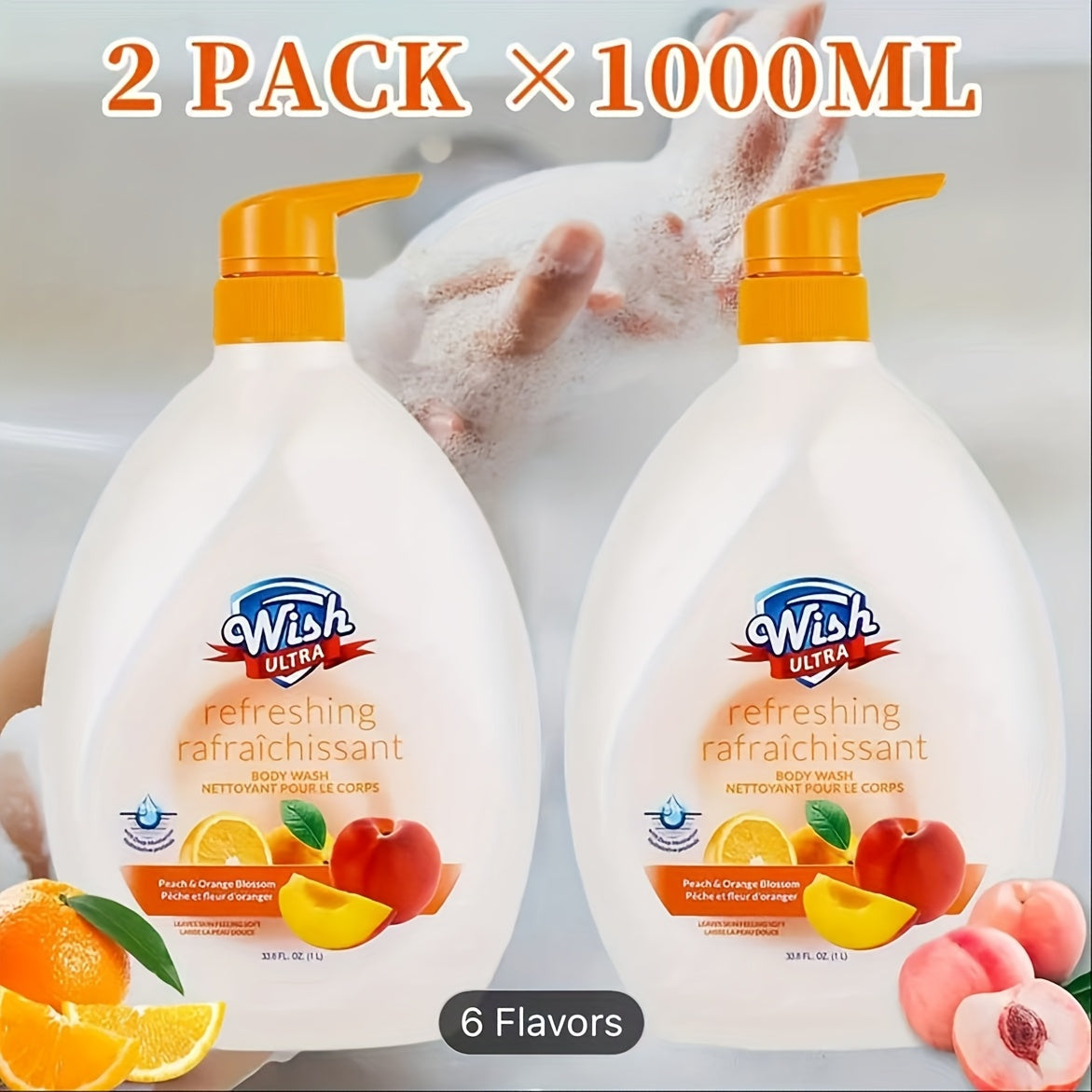 Vitamin E Body Wash for Women & Men Deep Cleansing Blackhead Removal Dead Skin Exfoliating Long-Lasting Fragrance Shower Gel Multiple Scents Cucumber Melon Peach Coconut Shea Butter Single & 2-Pack