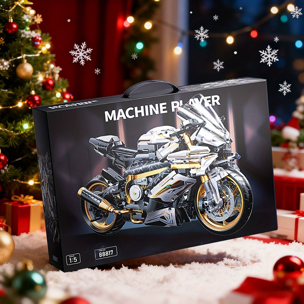 Motorcycle Building Block Model, 1:5 Scale, 2,000+ Pieces