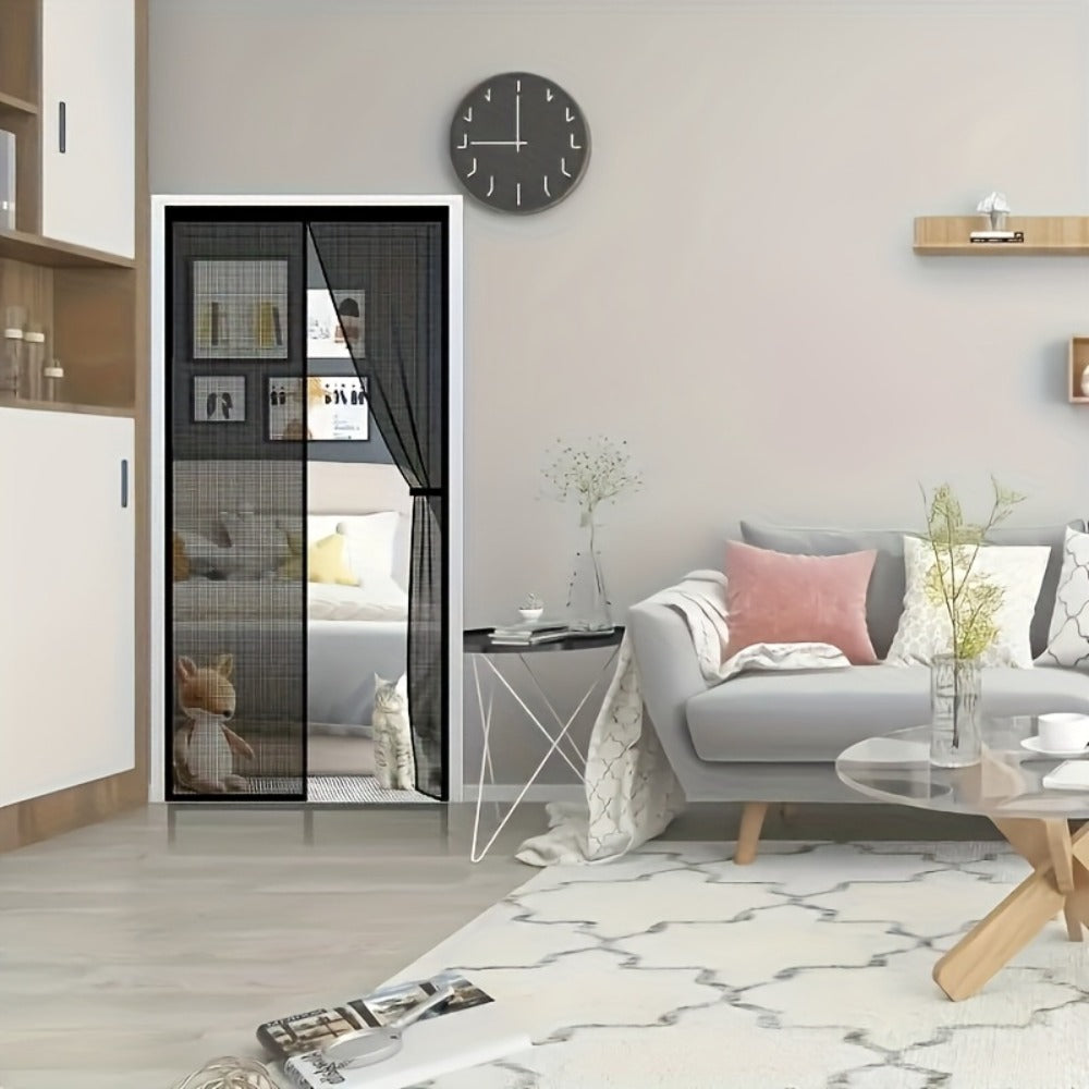 Magnetic Screen Door with Heavy Duty Metal Frame – Self-Closing Mesh Door Curtain, Insect-Proof Bug Screen with Frame Shackle, Easy Install for Indoor & Outdoor Doorways, Pet & Kid Friendly