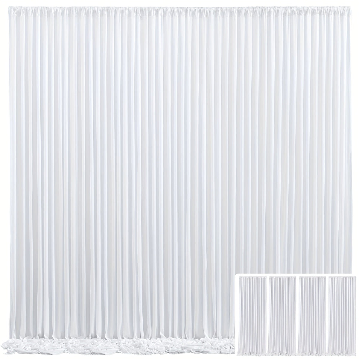 Backdrop Curtains 4 Pack 59x118 Inch – Wrinkle-Resistant Non-Transparent Party Decoration Fabric with Pole Pocket, Machine Washable & Reusable for Wedding, Birthday, Christening, Graduation & Holiday Events