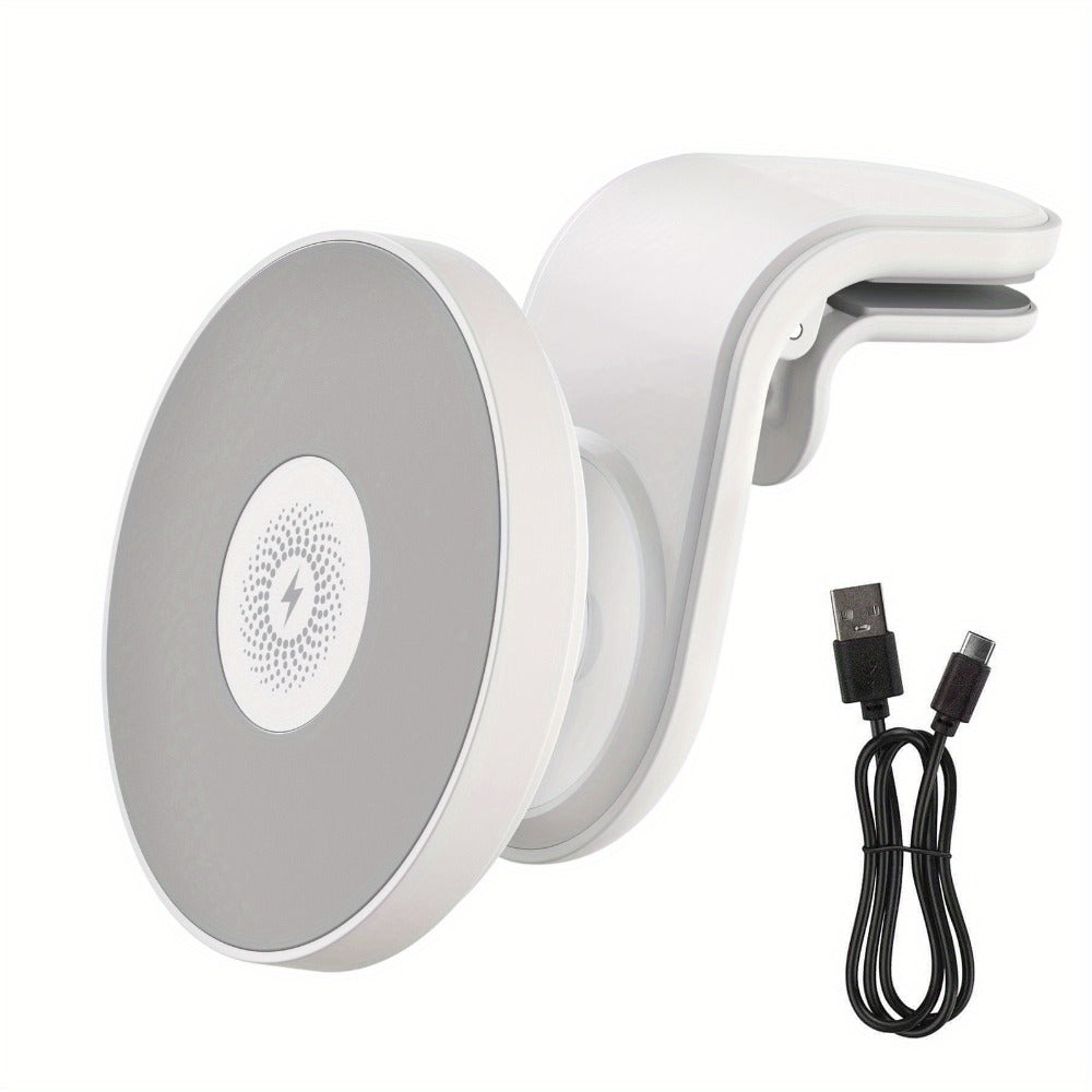 Magnetic Car Mount Wireless Charger 15W Fast Charging 360° Rotation Dashboard Phone Holder for iPhone 17 Air 16 15 14 13 12 Pro Max, Samsung Galaxy S24 S23 Android – Black White