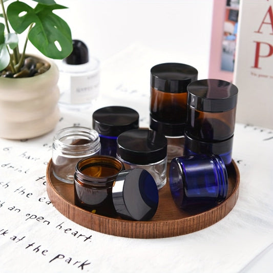 Brown Frosted Glass Cosmetic Jars with Lids, 2 oz 24-Pack for Creams